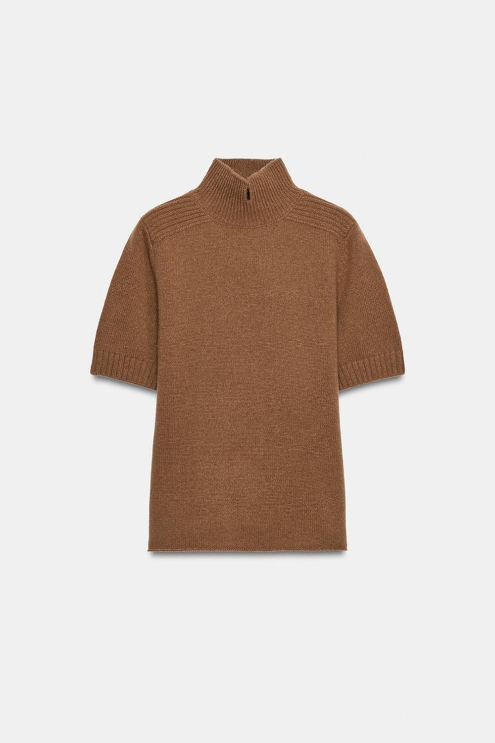 ZARA СВИТЕР ИЗ 100% ШЕРСТИ С КОРОТКИМ РУКАВОМ, ЧЕРЕПИЧНЫЙ
