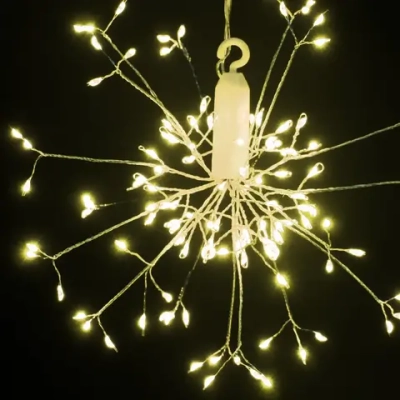 Гирлянда для дома на батарейках «Разряд молнии» 120 ламп LED, d - 20 см, 2 реж.,IP-20, (3хАА), Теплый белый