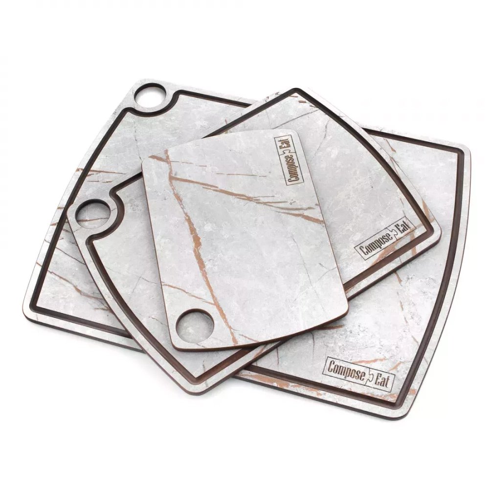 Доска разделочная c желобом 36х28см ComposeEat Fashion серый мрамор