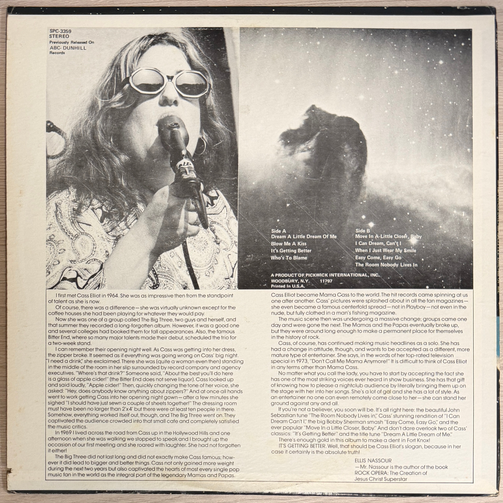 Mama Cass ‎– Dream A Little Dream Of Me (Канада 1974г.) Т
