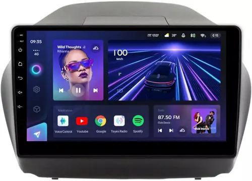 Магнитола для Hyundai iХ35, Tucson 2 2009-2015 (штатный усилитель) - Teyes CC3 монитор 10" QLED на Android 10, Быстрая, CarPlay, 4G SIM-слот