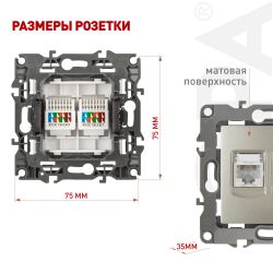 Розетка ЭРА Серия 12 12-3108-04 информационная двойная 2XRJ45 IP20 шампань | Эра 12