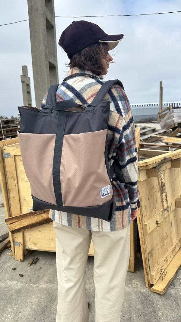 Рюкзак Colour Block Backpack сине-бежевый - фото 3