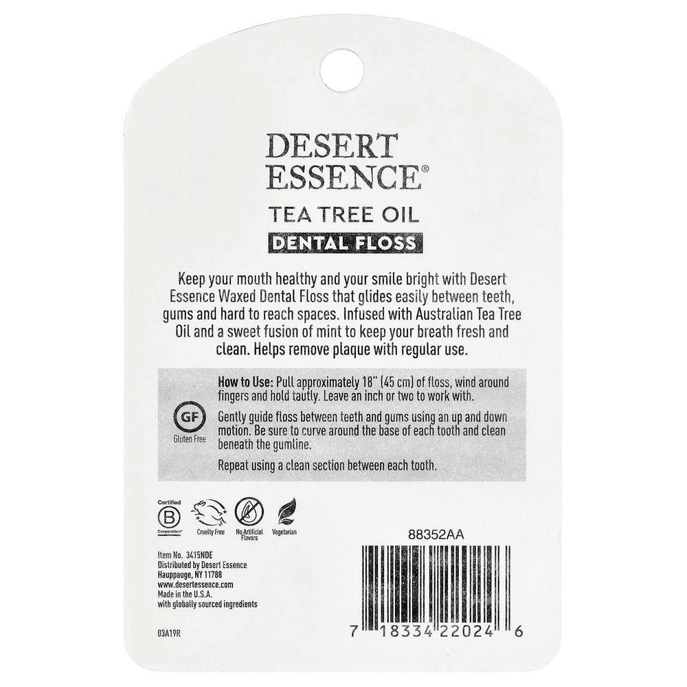 Desert Essence, зубная нить, вощеная, с маслом чайного дерева, 6 шт., 45,7 м (50 ярдов)