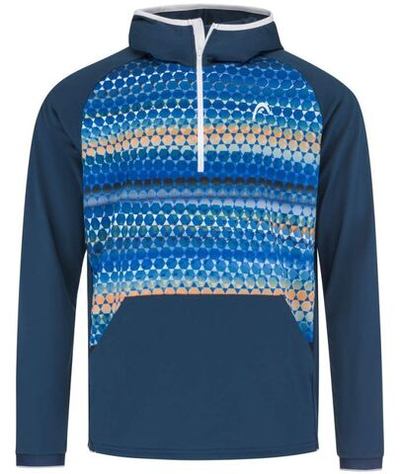 Мужская теннисная кофта Head Topspin Hoodie - dark blue/print