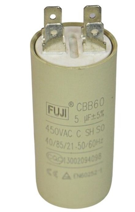 Конденсатор пусковой 450 В 5 мкф FUJI CBB60 (2+2 PINS) 30x60мм