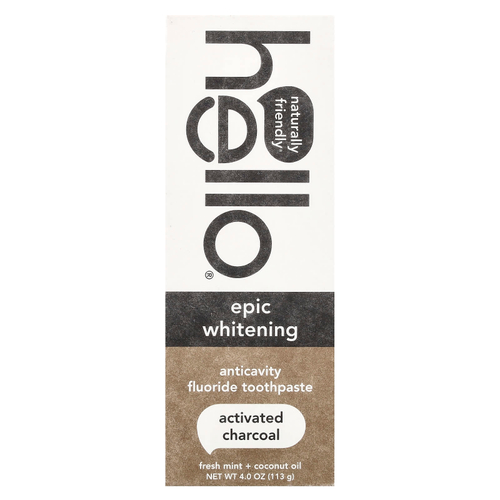 Hello, Отбеливающая зубная паста с активированным углем и фтором, свежая мята и кокосовое масло, 113 г (4,0 унции)