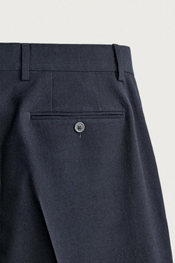 ZARA X AARON LEVINE КОСТЮМНЫЕ БРЮКИ ИЗ ШЕРСТИ, МОРСКОЙ СИНИЙ