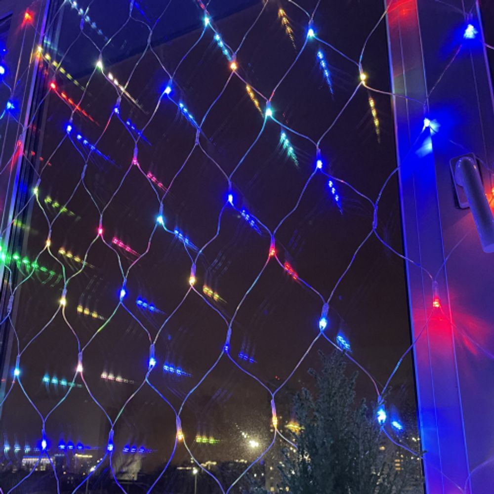 Светодиодная новогодняя гирлянда ЭРА ENIS-01R сеть 1,8мХ1,5м RGB | Гирлянды