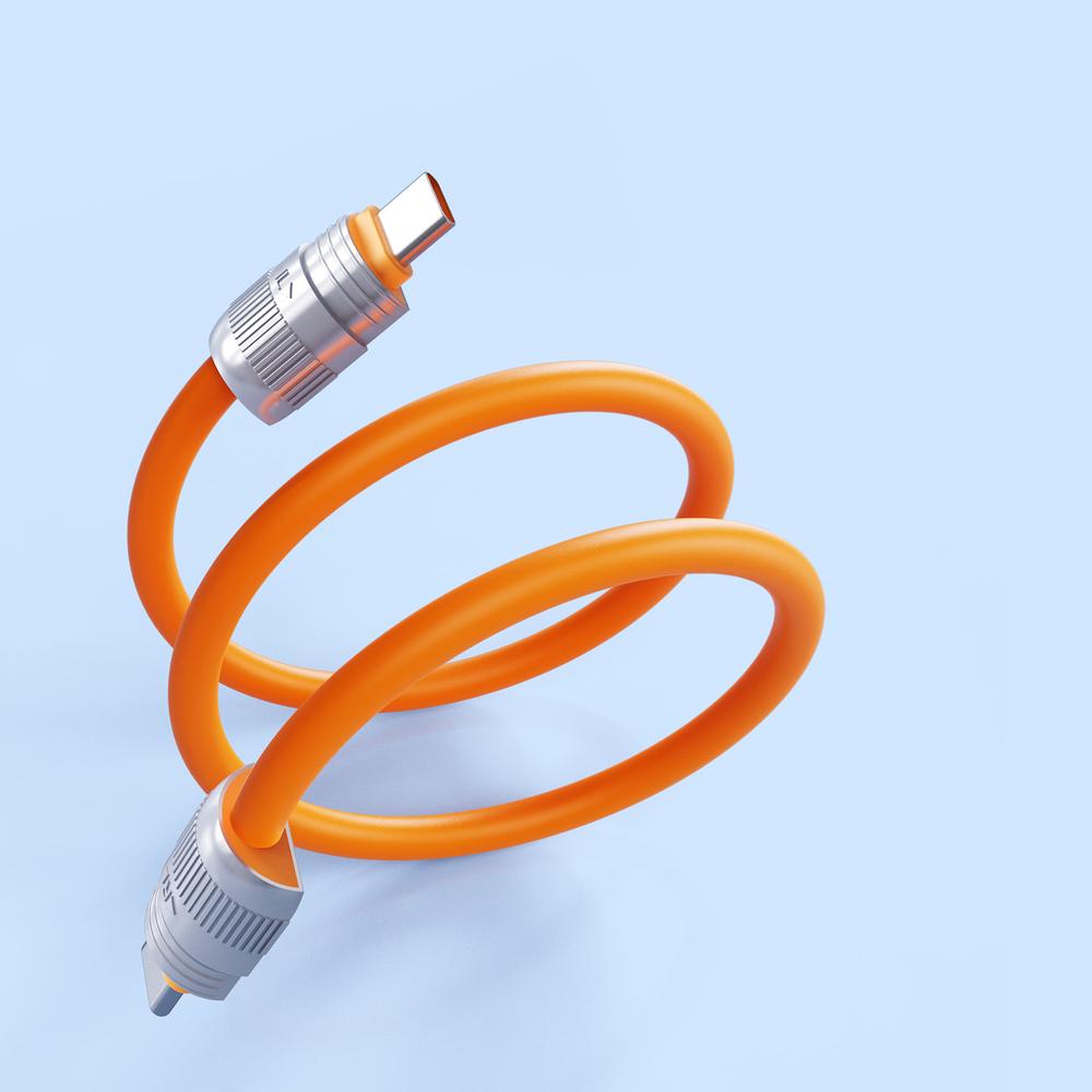 Кабель со съемным ремешком, разъем Type-C на Type-C, быстрая зарядка 60W, длина 30см, оранжевый цвет, серия LCBA Series от Dux Ducis