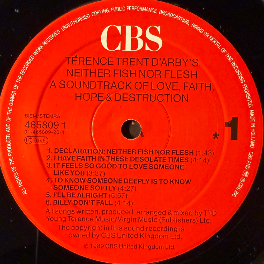 Terence Trent D'Arby - Terence Trent D'Arby's Neither Fish Nor Flesh (Голландия 1989г.)