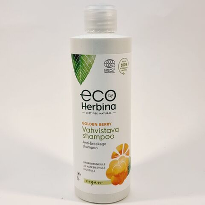 Шампунь против ломкости волос Herbina Eco By Golden Berry, с экстрактами морошки и апельсина, 250 мл (из Финляндии)