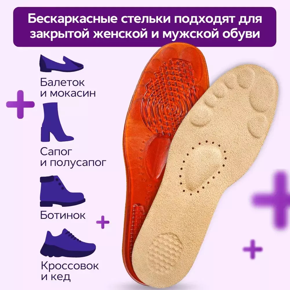 Ортопедические гелевые стельки с эффектом микромассажа стопы