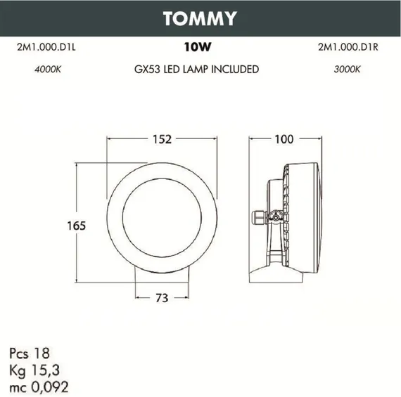 Архитектурная подсветка Tommy 2M1.000.000.WXD1L Fumagalli