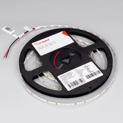 Лента RT-A60-5mm 12V Warm3000 (4.8 W/m, IP20, 2835, 5m) (Arlight, узкая)