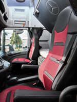 Чехлы Люкс Mercedes Actros MP3 (экокожа, черный, красная вставка (рогожка))