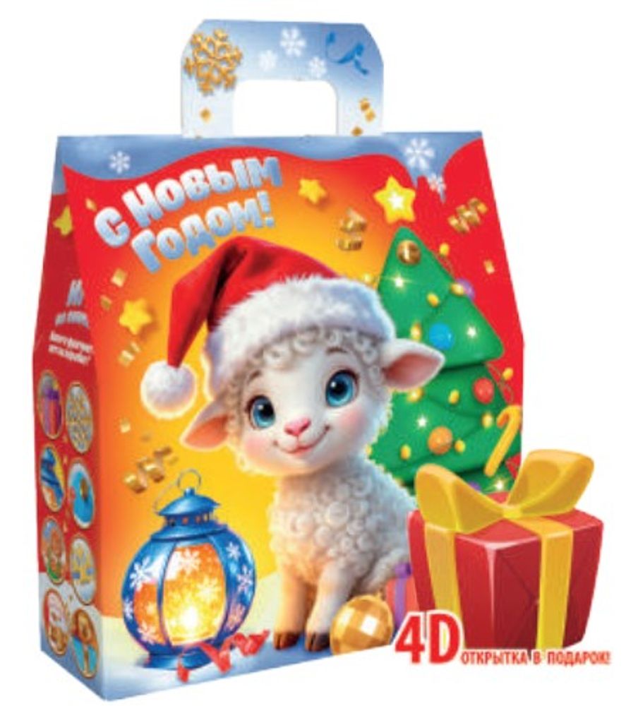 Подарочная коробка для конфет новогодняя "Светлячок" 550гр (1/200шт)