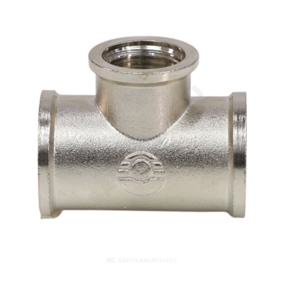 Тройник латунь никель переходной Ду 20х15х20 (3/4"х1/2"х3/4") ВР VALFEX VF.750.N.034.012.034