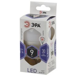 Лампа светодиодная ЭРА STD LED P45-9W-860-E14 9Вт шар холодный дневной свет Е14 | Лампы cветодиодные Шар (G/P)