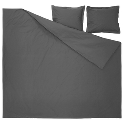 IKEA HAMPFLOCKEL  (ИКЕА ХАМПФЛОКЕЛ)  -  Пододеяльник и 2 наволочки - тёмно-серый 200x200/50x60 см