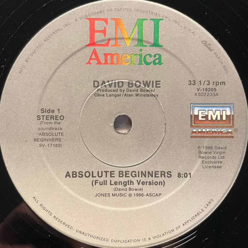 David Bowie ‎– Absolute Beginners (США 1986г.) EP