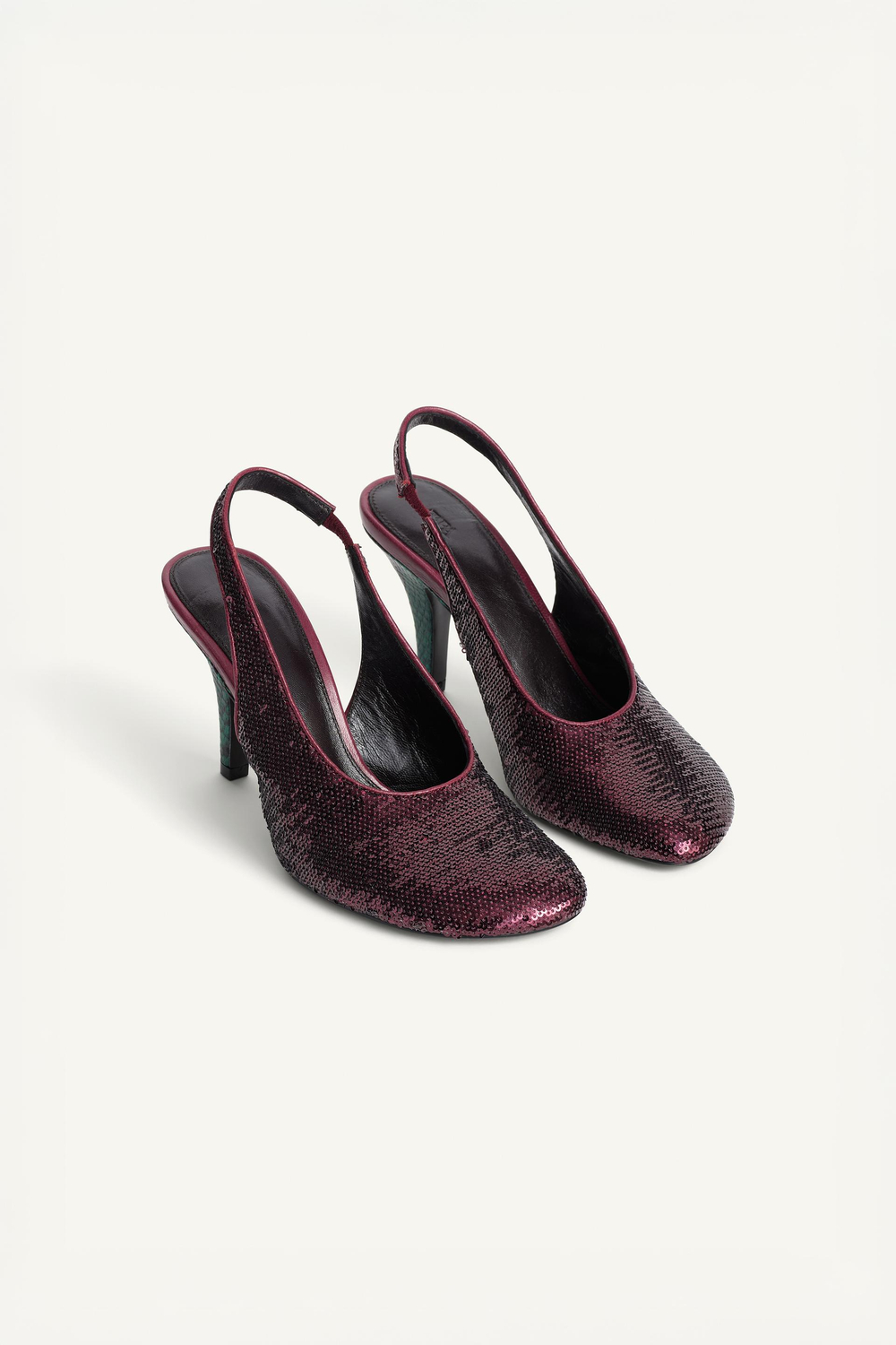 ZARA ТУФЛИ С ОТКРЫТЫМ ЗАДНИКОМ - LIMITED EDITION, БОРДОВО-КРАСНЫЙ