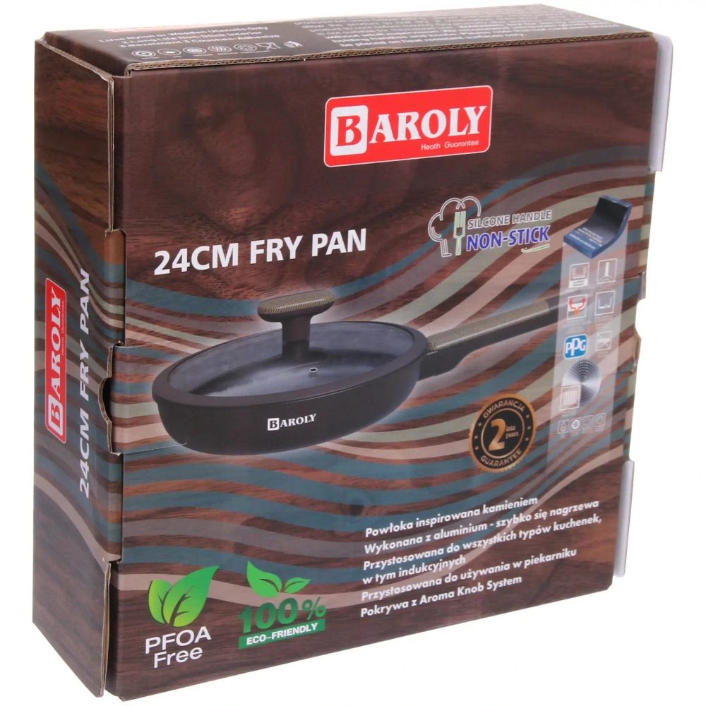 Сковорода «BAROLY» CHOCOLATE 24см индукционная с крышкой, бакелитовая ручка