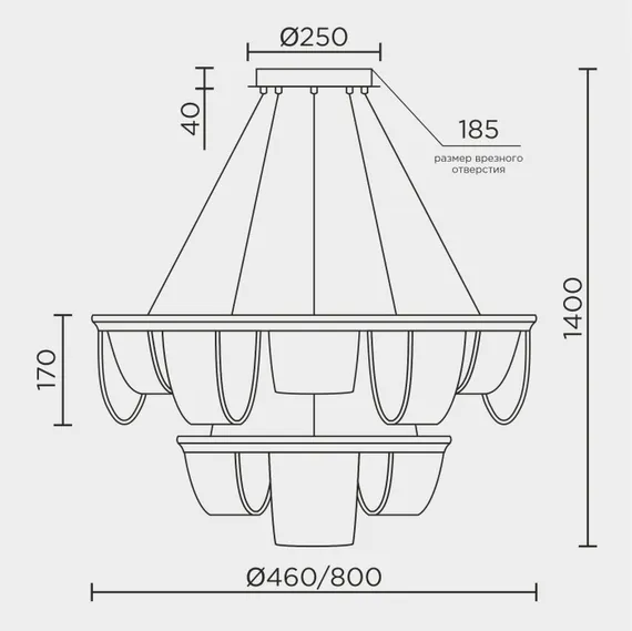 Подвесной светильник L7706-800-460 GD LED4U