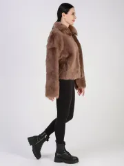Двусторонняя дубленка зимняя шуба натуральная короткая