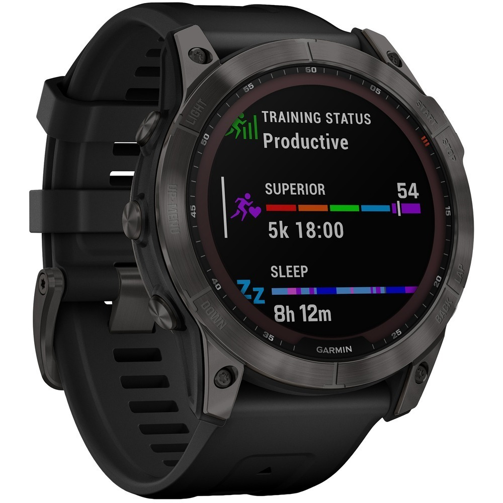 Умные часы Garmin Fenix 7X Sapphire Solar Титан DLC Carbon Grey с черным ремешком 51 мм