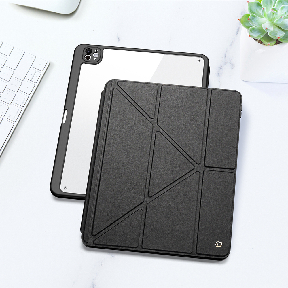 Чехол книжка черного цвета от Dux Ducis для Apple iPad Pro 13 с 2024 года, серия Magi Series Case, с держателем Apple Pencil и функцией автоматического перехода в спящий режим