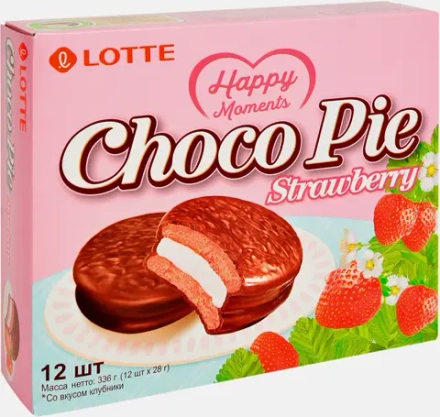 Печенье Choco Pie Strawberry Lotte 12шт 350г
