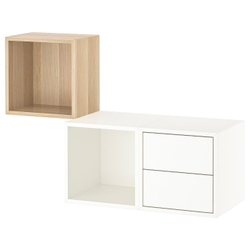 IKEA EKET  (ИКЕА ЕКЕТ)  -  Комбинация навесных шкафов - имитация дуба беленого/белый 105x35x70 см
