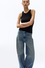 Топ в рубчик с кружевными вставками - H&M