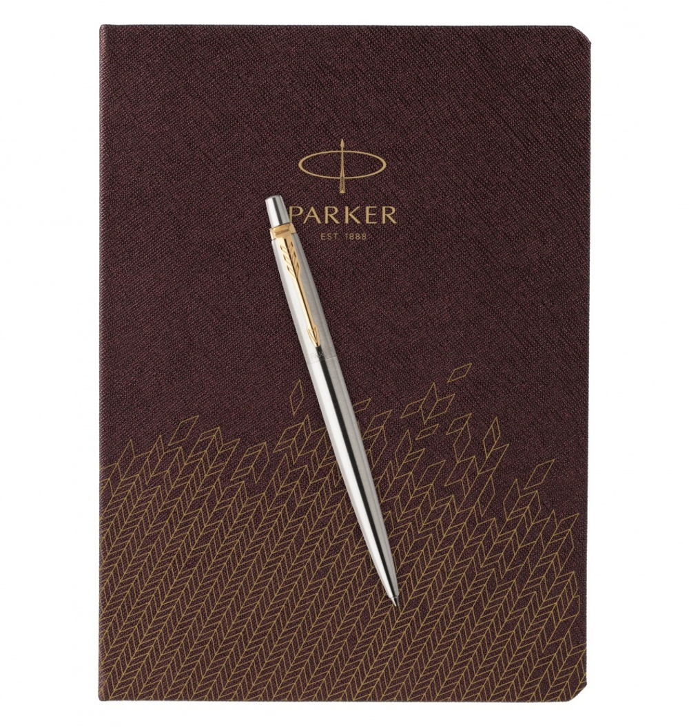 Подарочный набор: Шариковая ручка Parker Jotter Essential, St. Steel GT и Ежедневник  недатированный, коричневый