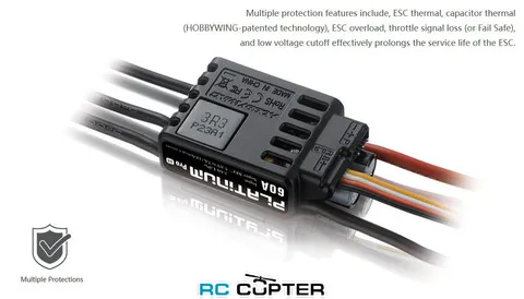 ESC регулятор мотора Hobbywing Platinum V4 60A 3-6S с BEC