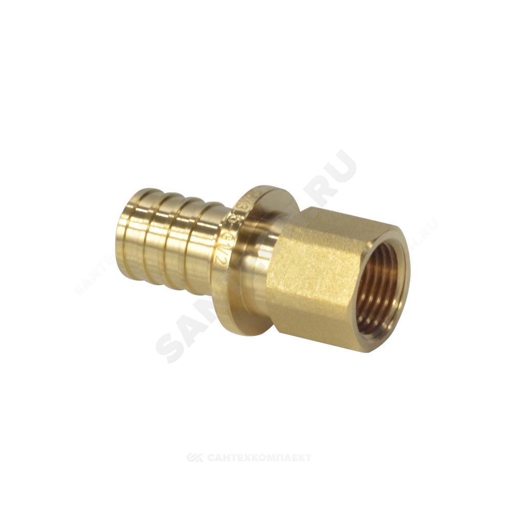 Муфта для PE-X труб аксиальная латунь Дн 25х1/2" ВР РОС