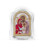 Св. Семейство, икона арочная, белое муранское стекло, эмаль 103х147