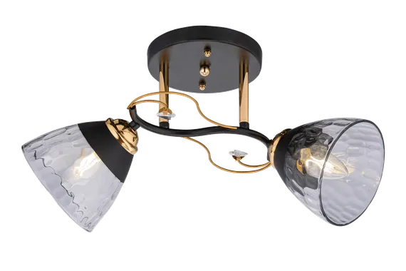 Люстра потолочная Rilon 06535/2 BLACK+GOLD, 2×40 Вт, золотая и чёрная