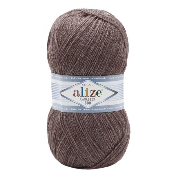 Пряжа Alize (Ализе) Lana Gold 800 / уп.5 мот. по 100 г, 800м, 240 светло-коричневый меланж A