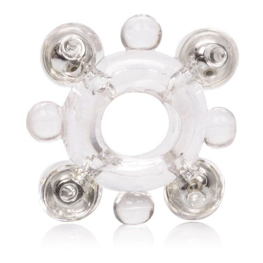 Эрекционное кольцо с бусинами Basic Essentials® Enhancer Ring with Beads (Цвет: прозрачный)