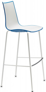 Стул барный пластиковый Scab Design Zebra Bicolore, белый, синий