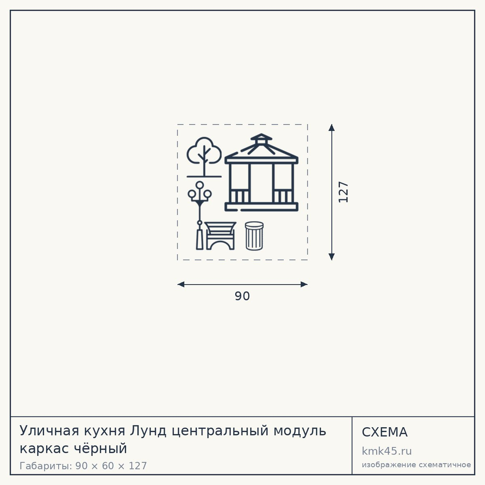 Уличная кухня Лунд центральный модуль каркас чёрный — от 28 000 ₽