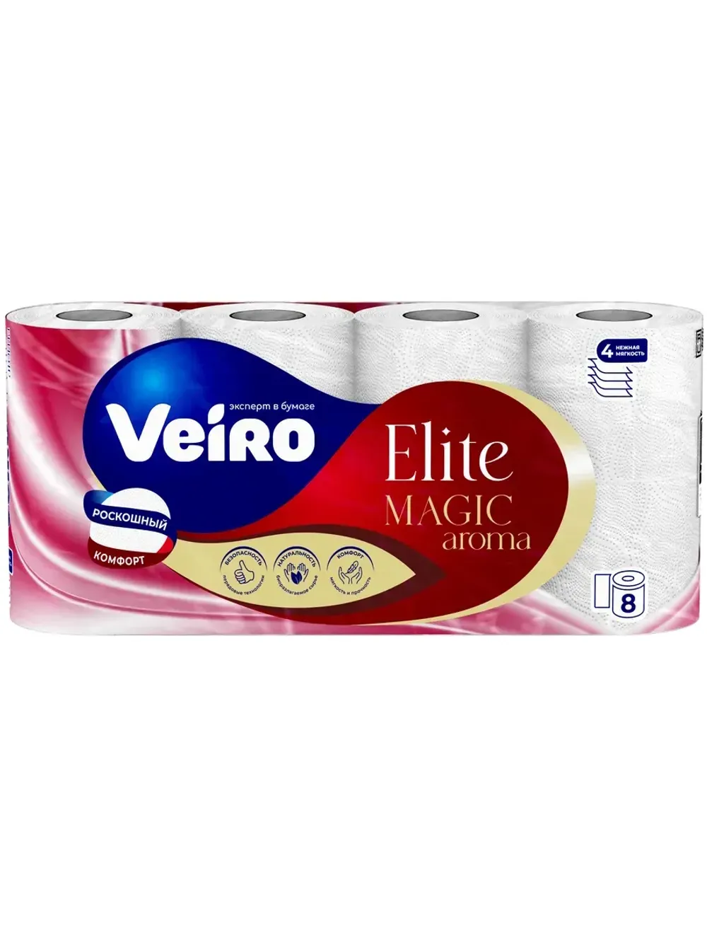 Бумага туалетная Veiro Elite Aroma Вишня 4 сл (8 рул/5 шт)