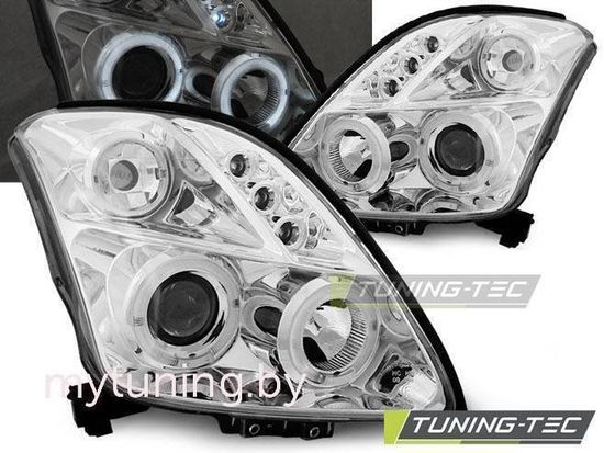 Передние фары angel eyes chrome для Suzuki Swift 3(III)
