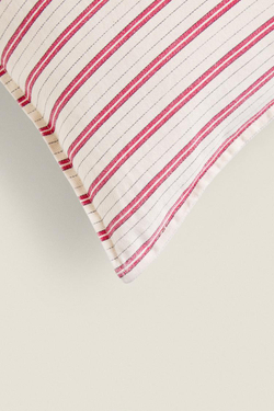 ZARA HOME ЧЕХОЛ НА ПОДУШКУ С КОНТРАСТНОЙ ПОЛОСКОЙ, КРАСНЫЙ