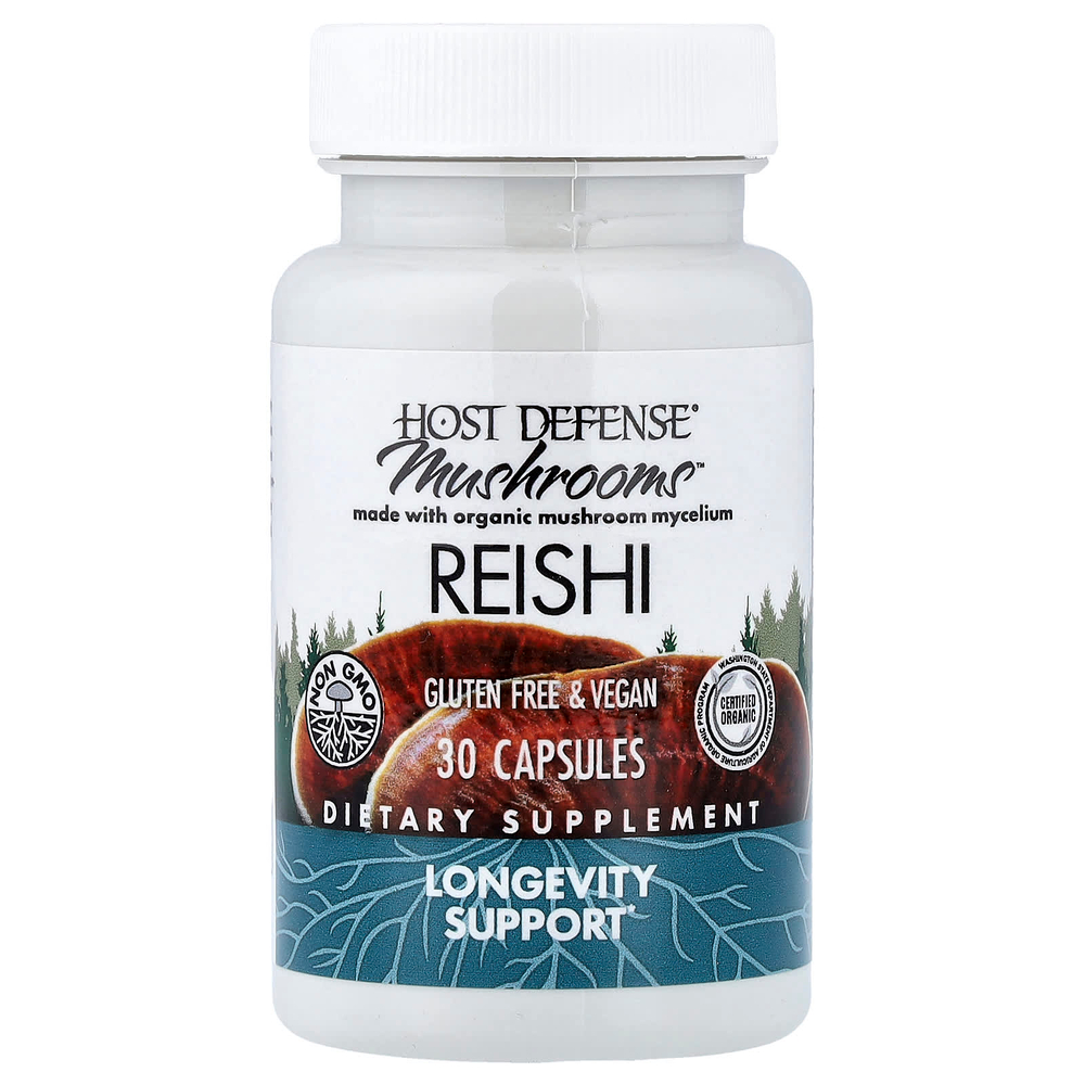 Host Defense, Mushrooms™, рейши, 30 капсул (0,5 г в 1 капсуле)