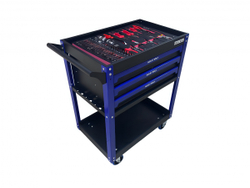 Инструментальная тележка с инструментом GW-3ST1 Blue (Great Wolf, 249 поз) с полкой и тремя ящиками