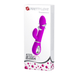 Лиловый вибратор-ротатор 19,6см с клиторальным отростком Pretty Love Ternence BI-014620