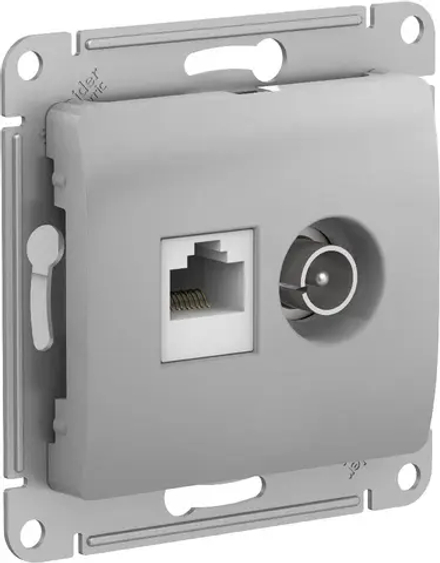 GLOSSA РОЗЕТКА двойная ТВ + компьютерная RJ45 кат. 5e, механизм, АЛЮМИНИЙ